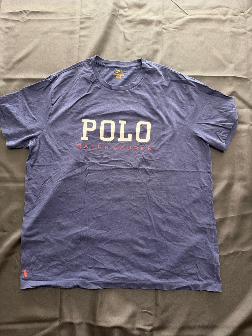 Polo by Ralph Lauren Blue Crewneck Tee with White & Red Logo